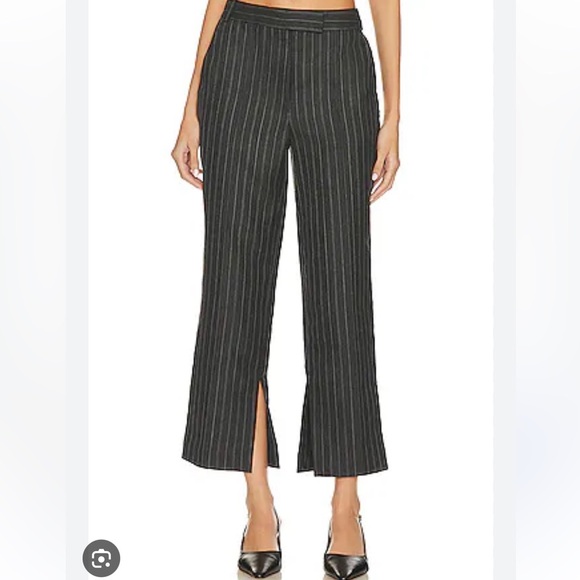 Jonathan Simkhai Sz 4 Vera Crop Pants Grey Pinstripe Menswear Inspired New - Picture 1 of 7